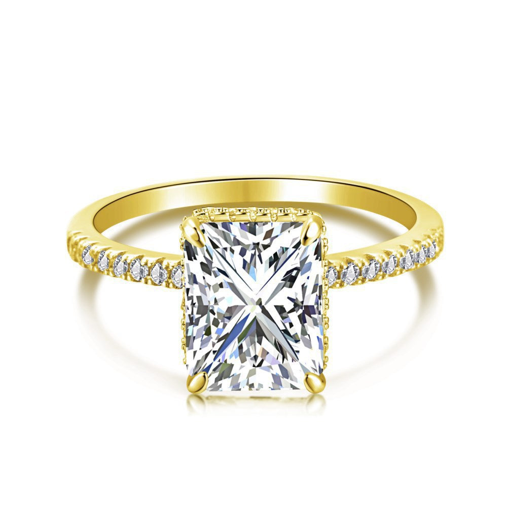 Sterling Silver Ice Flower Cut Zircon Ring