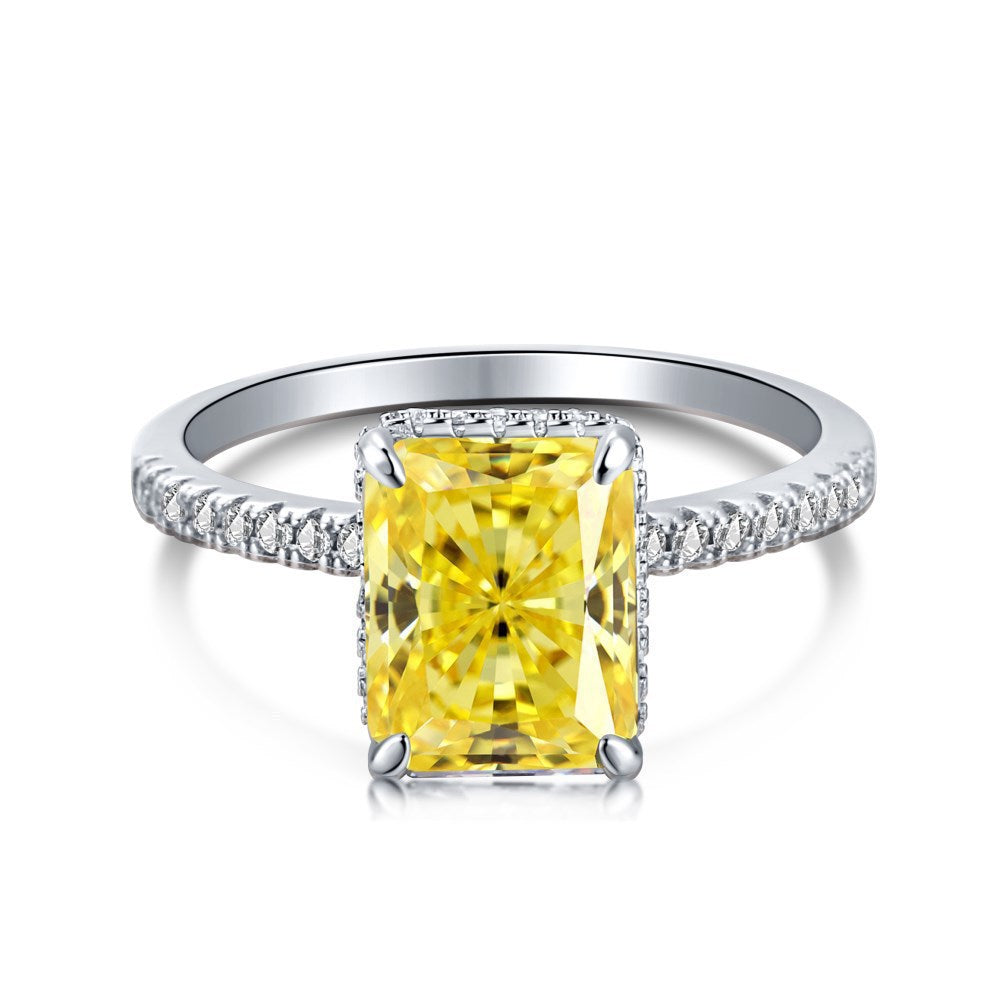 Sterling Silver Ice Flower Cut Zircon Ring