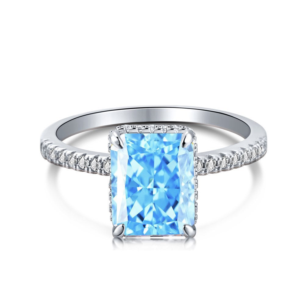 Sterling Silver Ice Flower Cut Zircon Ring