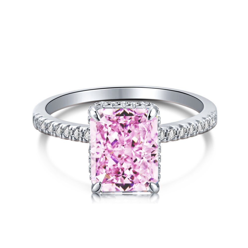 Sterling Silver Ice Flower Cut Zircon Ring