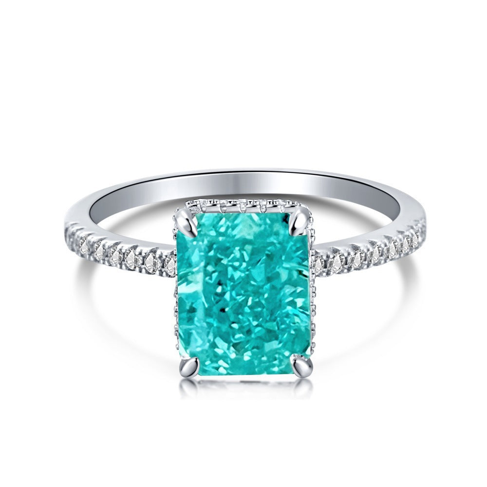 Sterling Silver Ice Flower Cut Zircon Ring