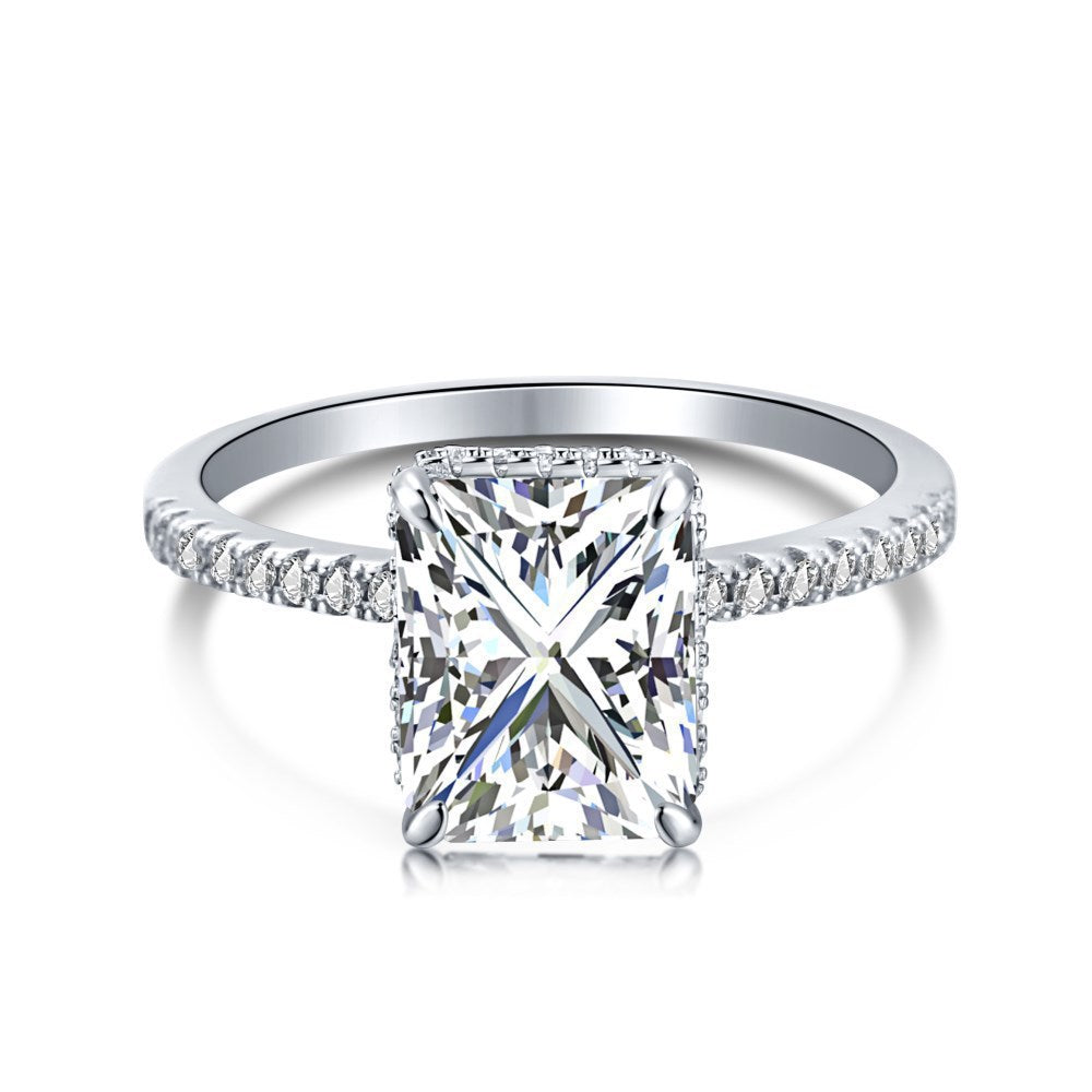 Sterling Silver Ice Flower Cut Zircon Ring