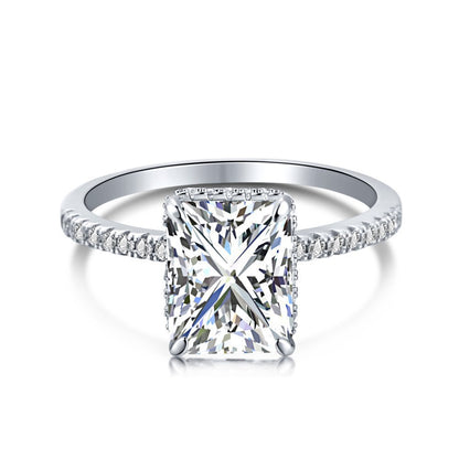 Sterling Silver Ice Flower Cut Zircon Ring