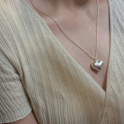 Sterling Silver Love Hollow Pendant Necklace