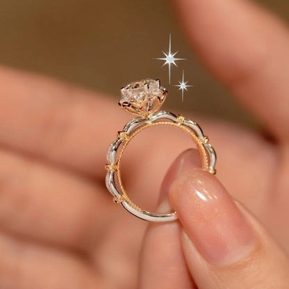 Sterling Silver Moissanite Blooming Rose Engagement Ring