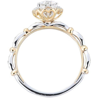Sterling Silver Moissanite Blooming Rose Engagement Ring