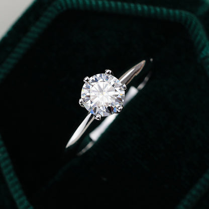 Sterling Silver Moissanite Engagement Ring with Adjustable Band