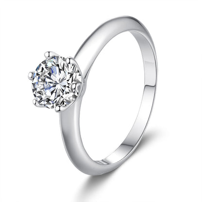 Sterling Silver Moissanite Engagement Ring with Adjustable Band