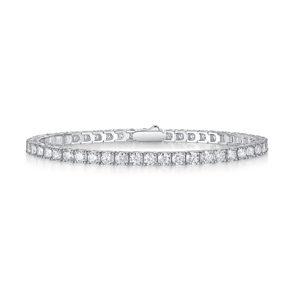 Sterling Silver Moissanite Four-Leaf Clover Bracelet