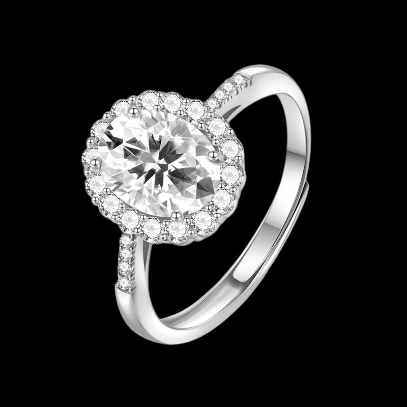Sterling Silver Moissanite Geometric Ring for Women