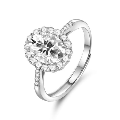 Sterling Silver Moissanite Geometric Ring for Women