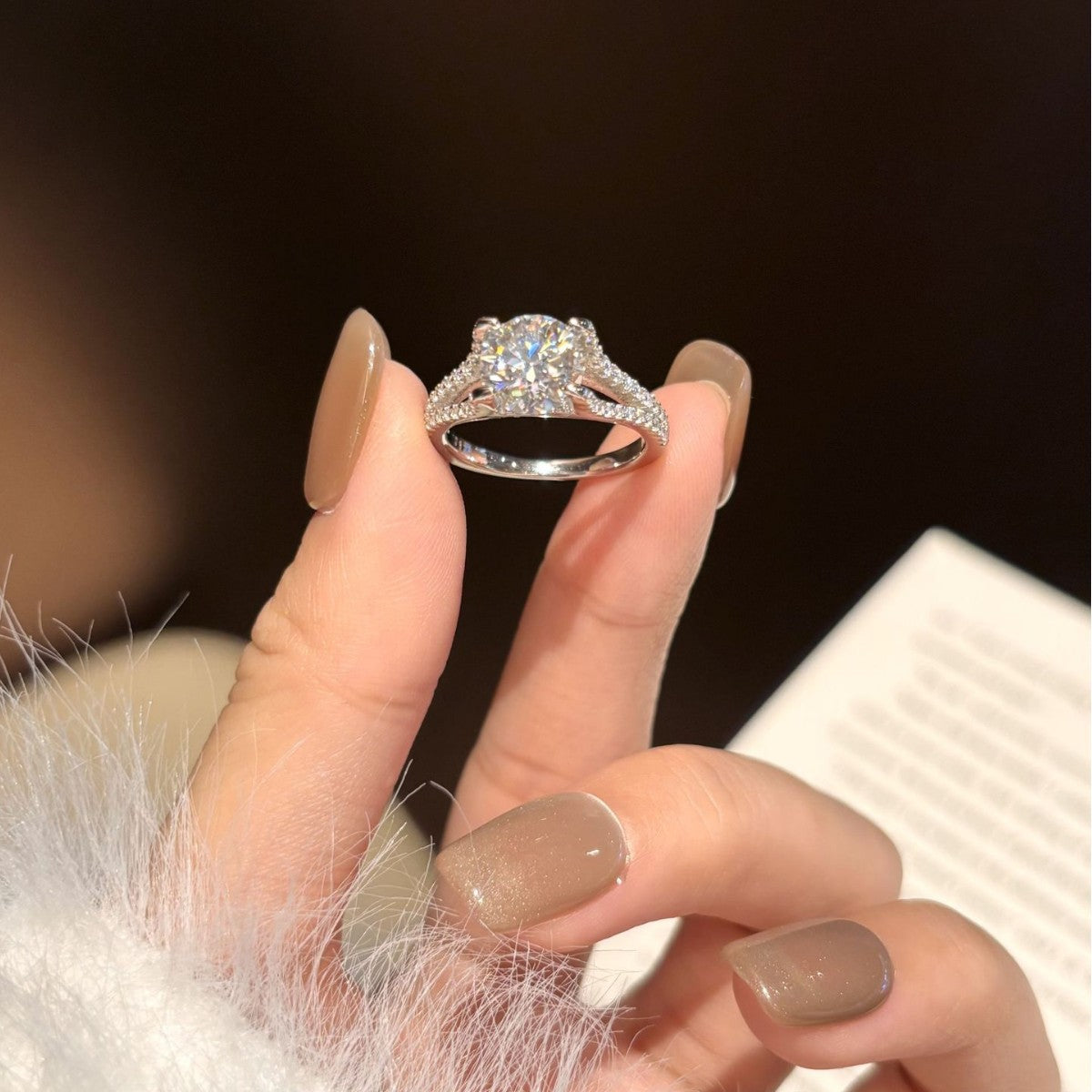 Sterling silver moissanite ring