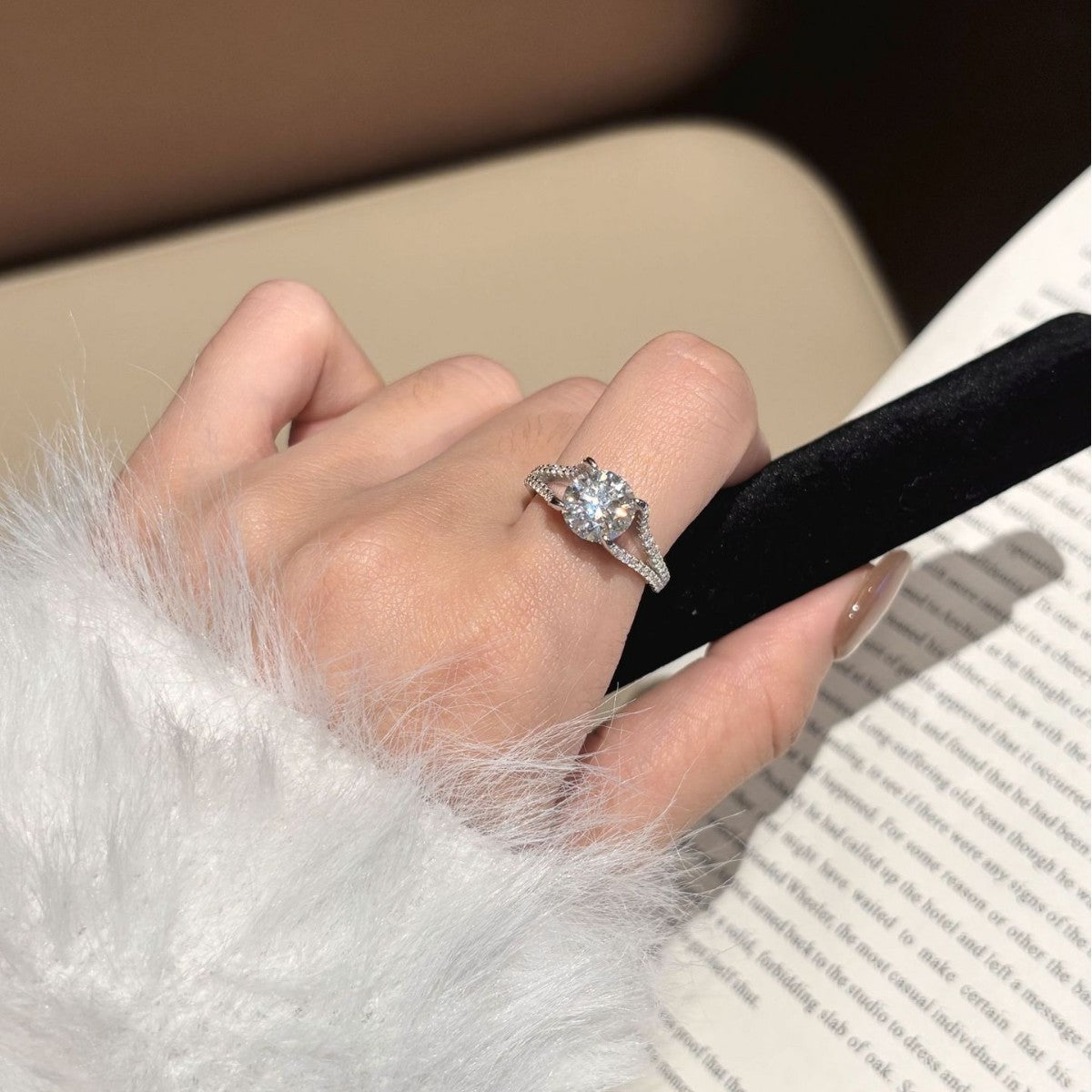 Sterling silver moissanite ring