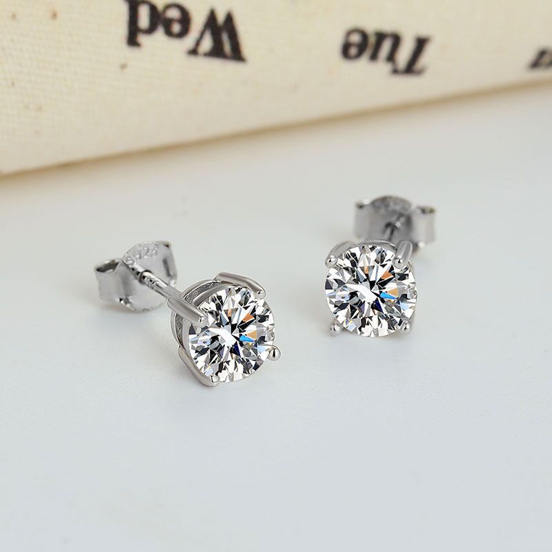 Sterling Silver Moissanite Stud Earrings
