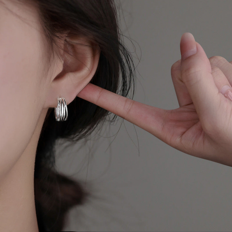 Sterling silver multi-layer earrings