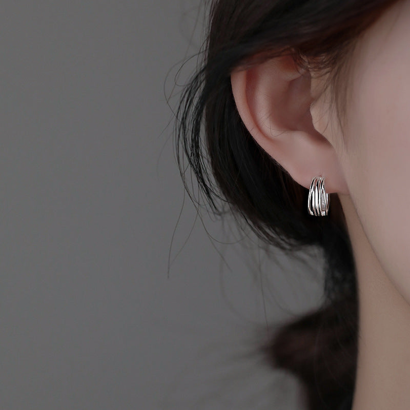 Sterling silver multi-layer earrings