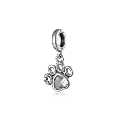 Sterling Silver Paw Print Charm Pet Bracelet