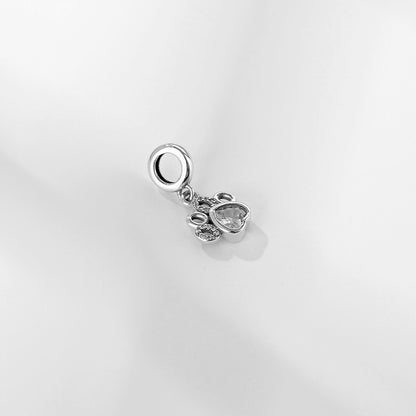 Sterling Silver Paw Print Charm Pet Bracelet