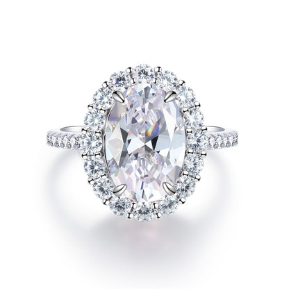 Sterling Silver Pink Diamond Egg-Shaped Ring