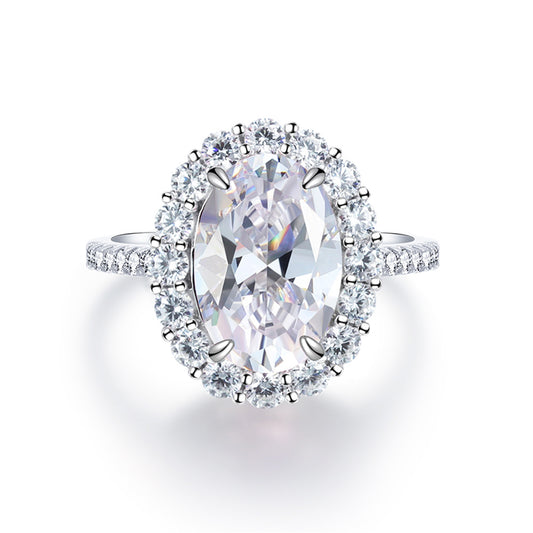 Sterling Silver Pink Diamond Egg-Shaped Ring