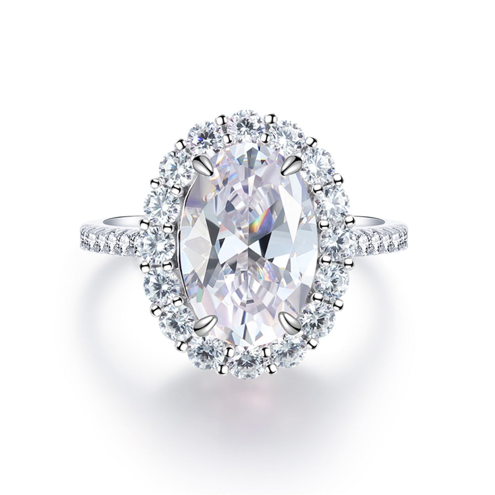 Sterling Silver Pink Diamond Egg-Shaped Ring