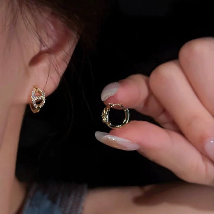 Sterling Silver Plated Gold Pig Nose Diamond Earrings