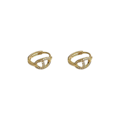 Sterling Silver Plated Gold Pig Nose Diamond Earrings