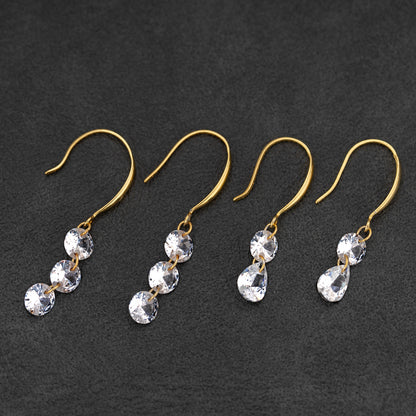 Sterling Silver Ultra-Shiny Zircon Drop Earrings