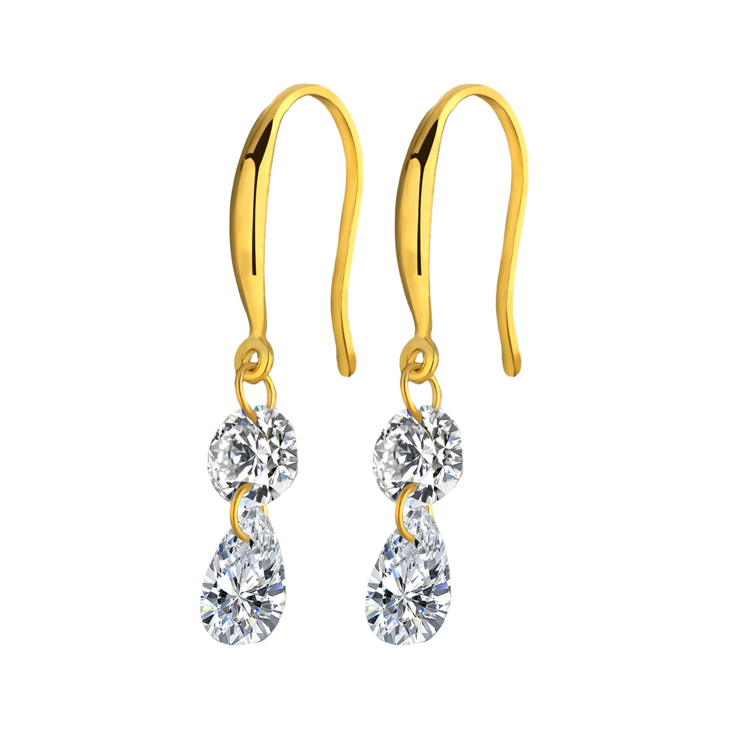 Sterling Silver Ultra-Shiny Zircon Drop Earrings