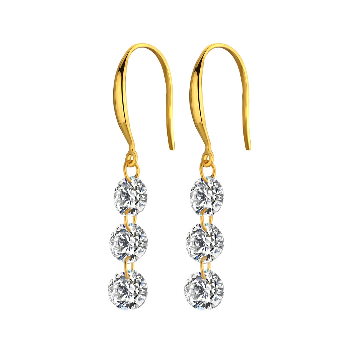 Sterling Silver Ultra-Shiny Zircon Drop Earrings
