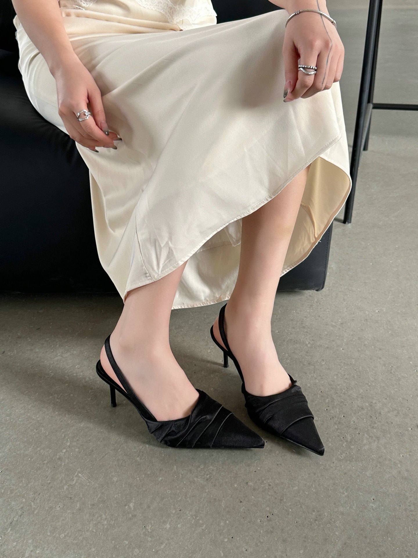 Stiletto-heel closed-toe sandals
