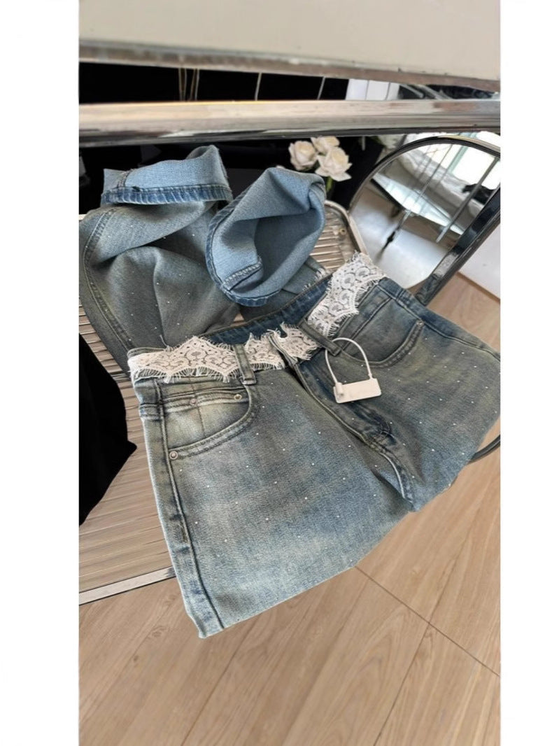 Stitched Hot Rhinestone Jeans