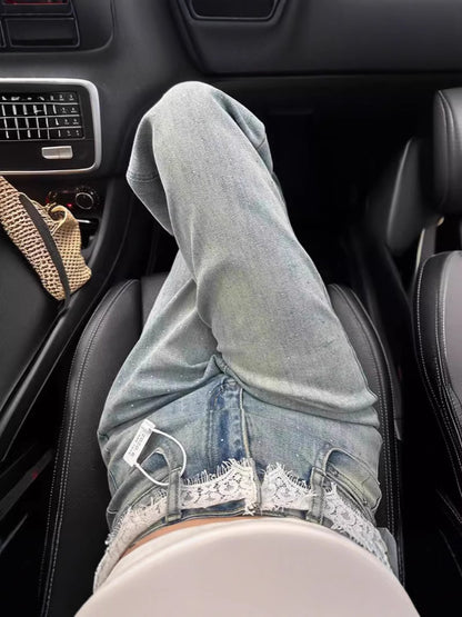 Stitched Hot Rhinestone Jeans