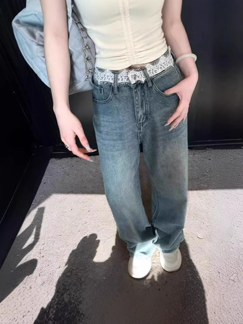 Stitched Hot Rhinestone Jeans