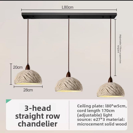 Stone Pendant Light with Wood Accent