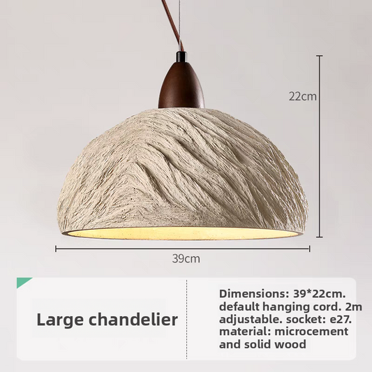 Stone Pendant Light with Wood Accent