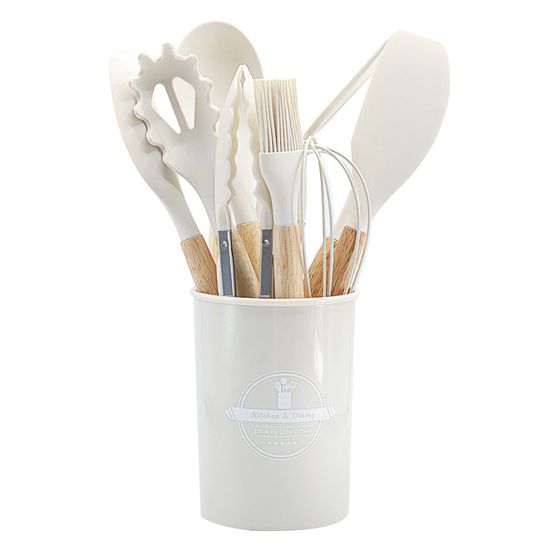 Storage bucket with silicone kitchenware set of 11 pieces