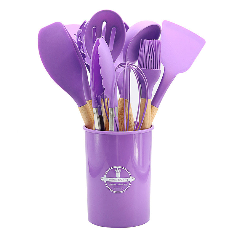 Storage bucket with silicone kitchenware set of 11 pieces