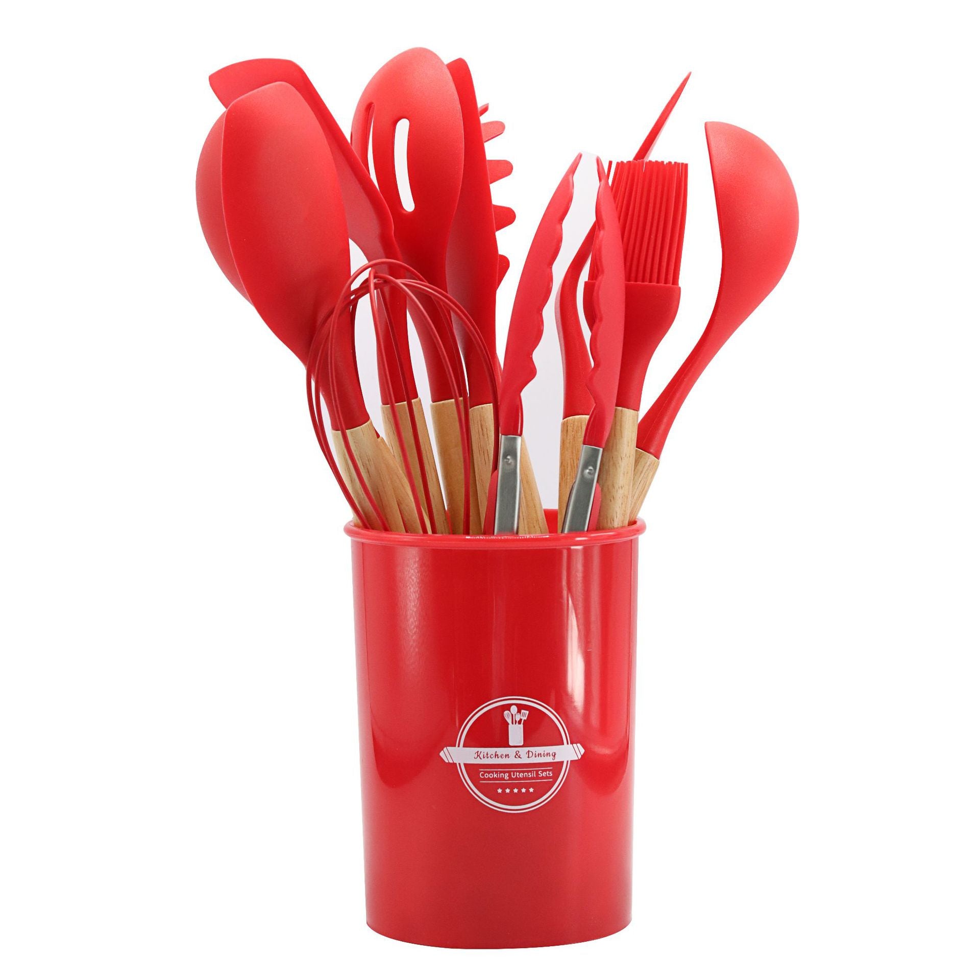 Storage bucket with silicone kitchenware set of 11 pieces