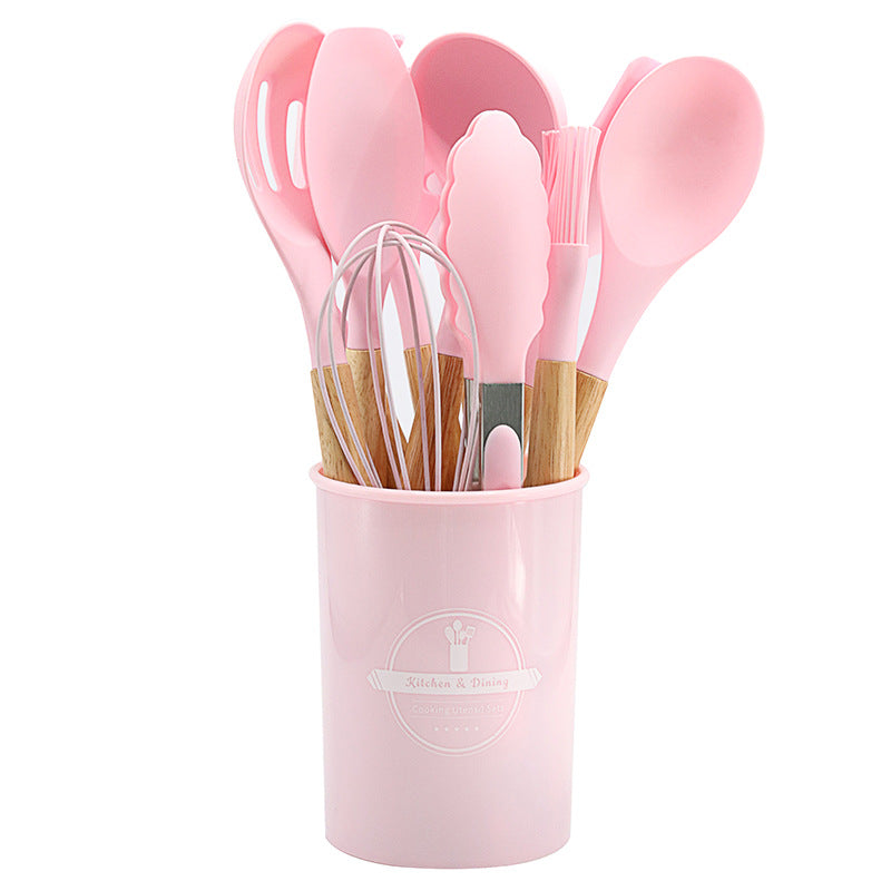 Storage bucket with silicone kitchenware set of 11 pieces