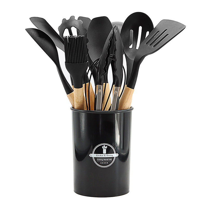 Storage bucket with silicone kitchenware set of 11 pieces
