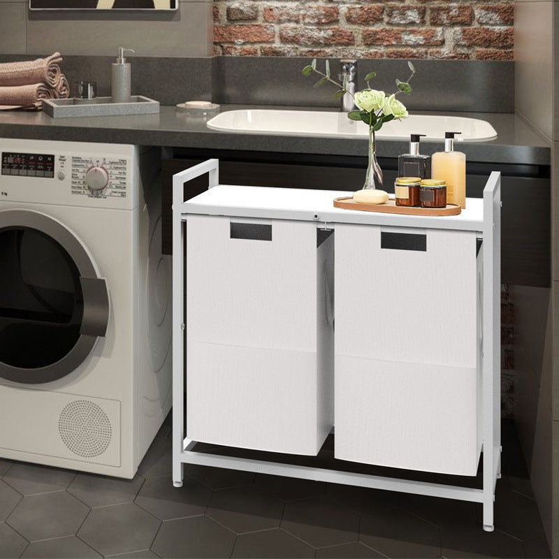 Storage rack for clothes baskets