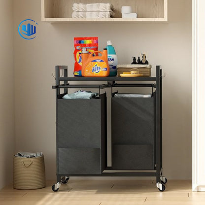 Storage rack for clothes baskets