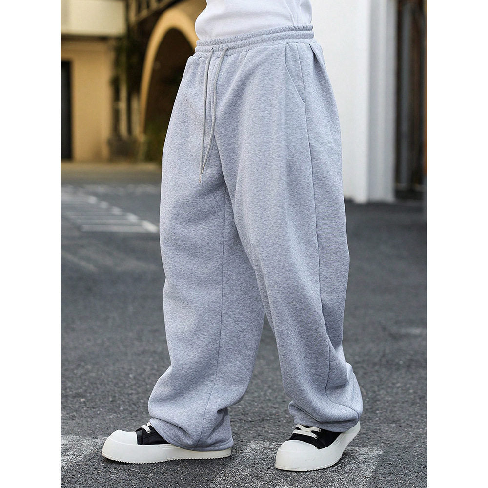 Straight-cut sports drawstring jogger pants