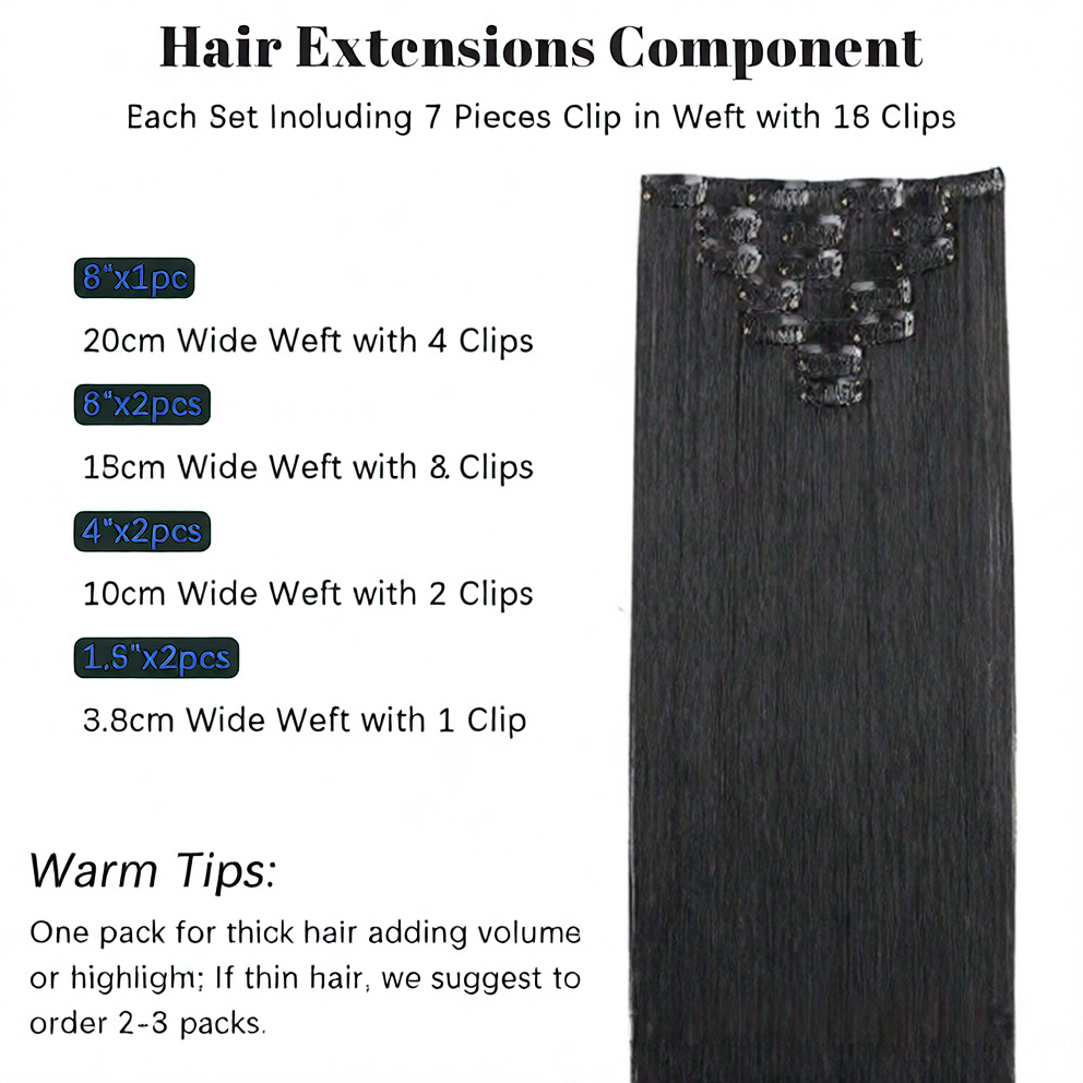 Straight Hair Extensions Set