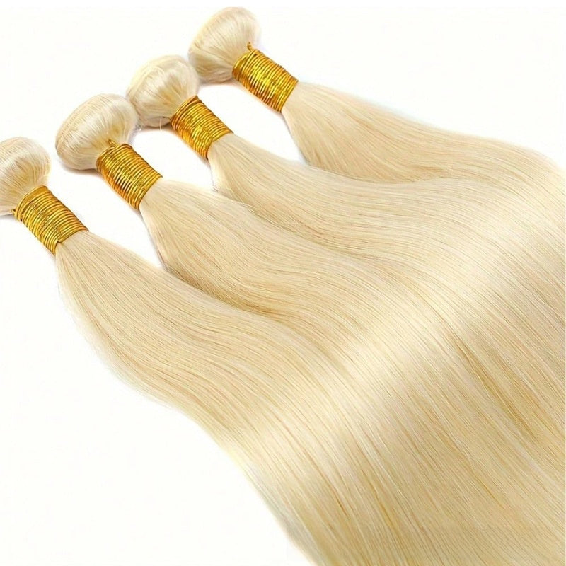 Straight Human Hair Bundles Light Gold