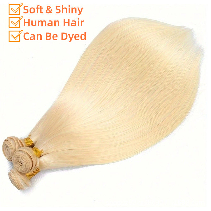 Straight Human Hair Bundles Light Gold