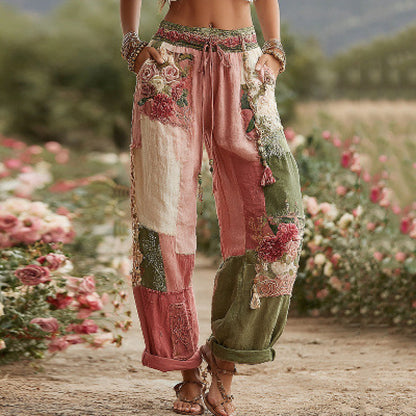 Straight Leg Floral Print Trousers