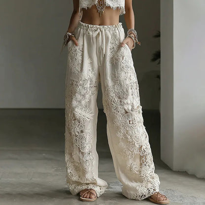 Straight Leg Floral Print Trousers