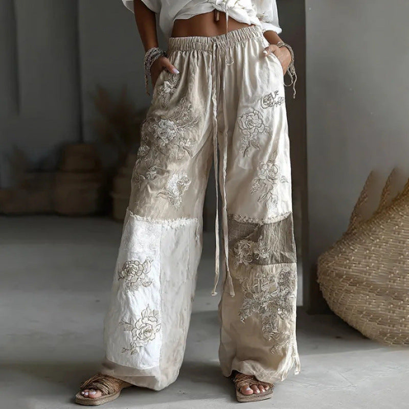 Straight Leg Floral Print Trousers